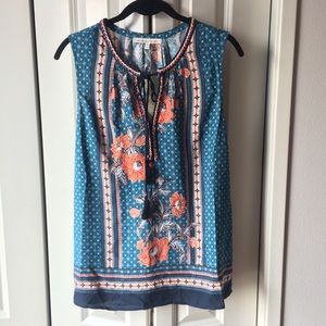 NWT Daniel Rainn Sleeveless Keyhole Floral Top